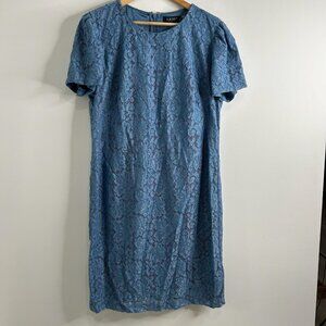 Lauren‎ Ralph Lauren Dress Womens 18 Blue Lace Sheath Short Sleeve Elegant NWT